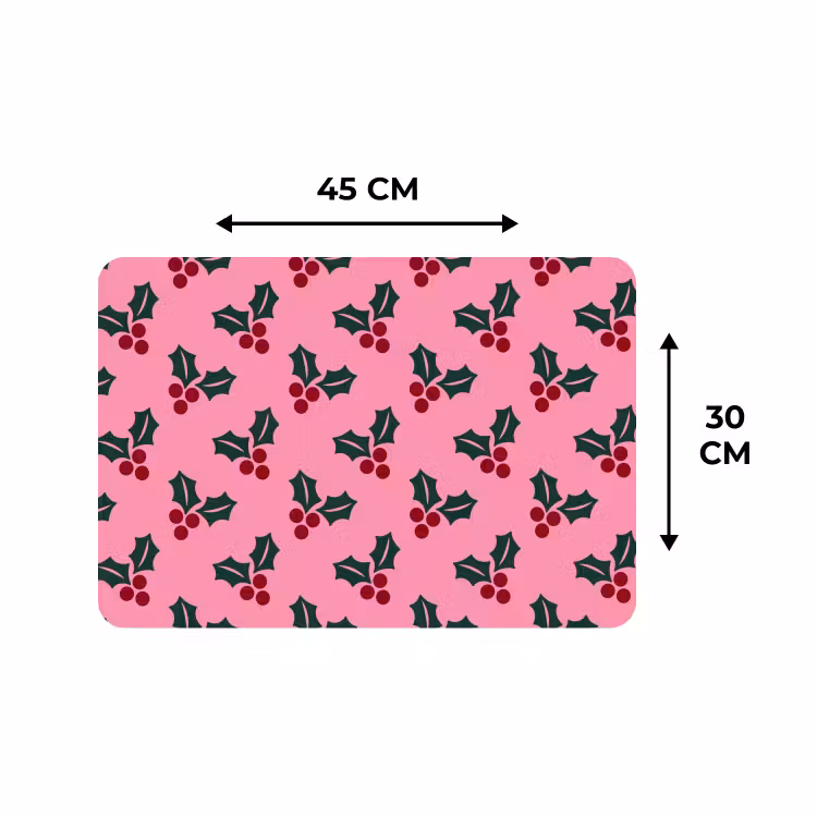Placemat - 6 stuks - Roze - Kerst - Hulst — 3