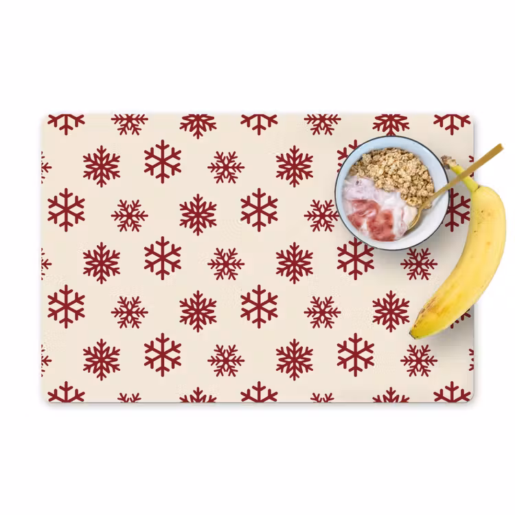 Placemat - 6 stuks - Sneeuwvlok - Crème - Rood — 1