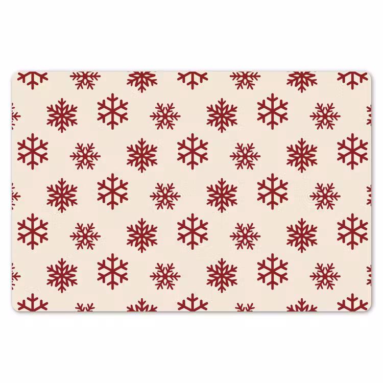 Placemat - 6 stuks - Sneeuwvlok - Crème - Rood — 7