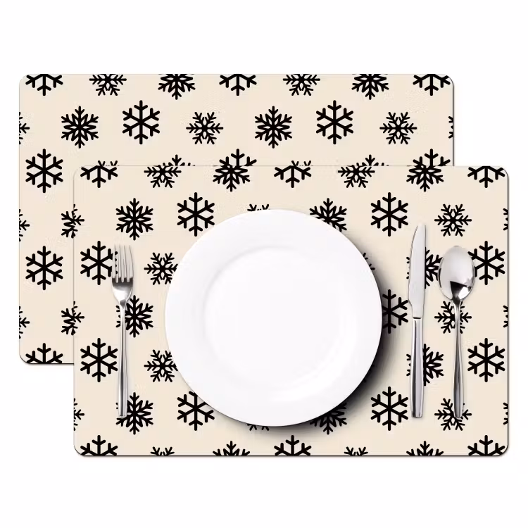 Placemat - 6 stuks - Sneeuwvlok - Crème - Wit — 2