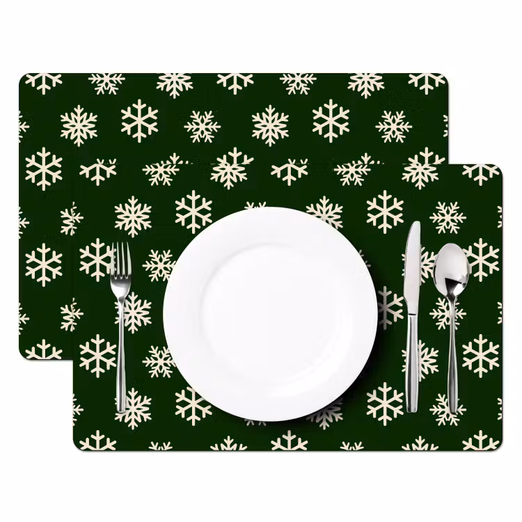 Placemat - 6 stuks - Sneeuwvlok - Groen - Wit - Kerst — 2