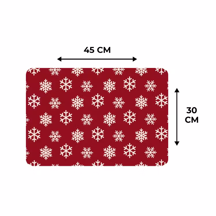 Placemat - 6 stuks - Sneeuwvlok - Rood - Wit - Kerst — 3