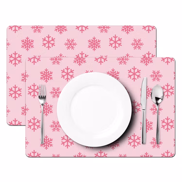 Placemat - 6 stuks - Sneeuwvlok - Roze - Kerst — 2