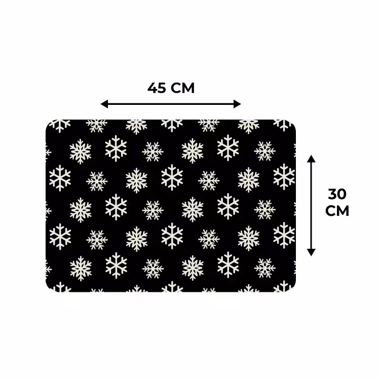 Placemat - 6 stuks - Sneeuwvlok - Zwart - Wit - Kerst — 3