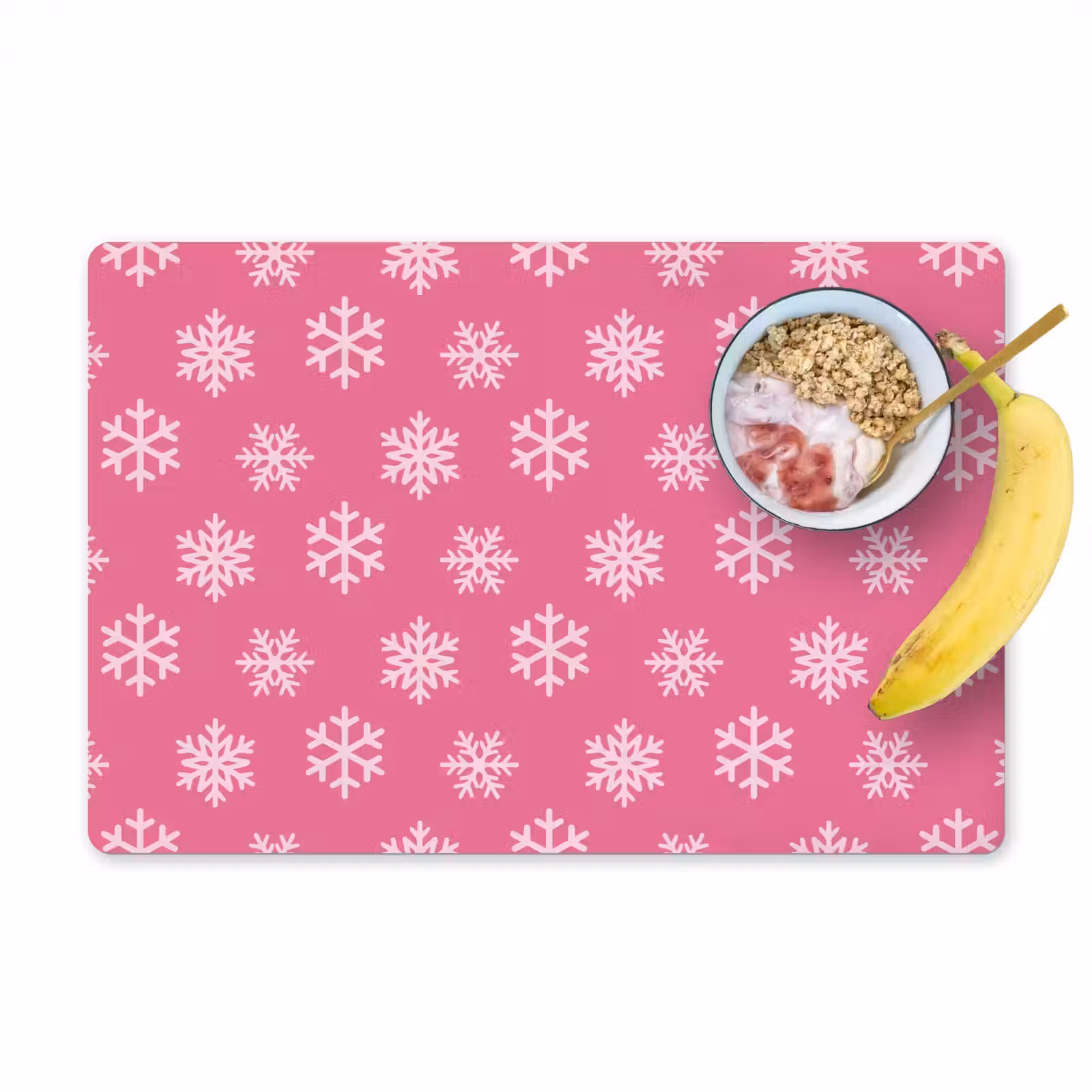 Placemat - 6 stuks - Sneeuwvlok - Kerst - Roze — 1