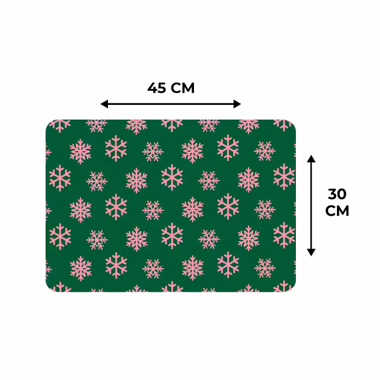 Placemat - 6 stuks - Sneeuwvlok - Groen - Roze - Kerst — 3