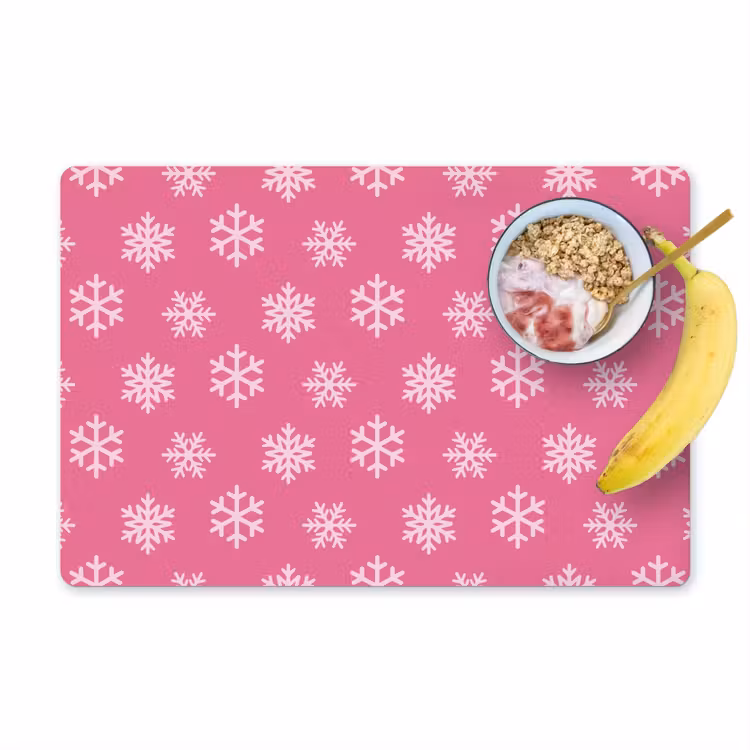 Placemat - 6 stuks - Sneeuwvlok - Kerst - Roze — 1