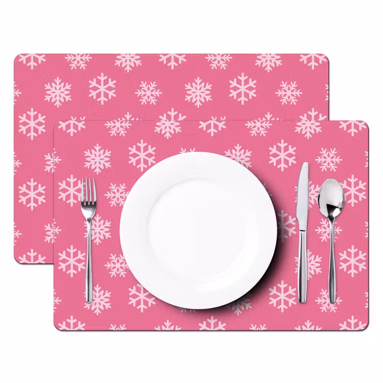 Placemat - 6 stuks - Sneeuwvlok - Kerst - Roze — 2