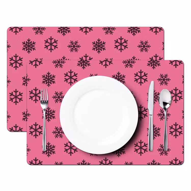 Placemat - 6 stuks - Sneeuwvlok - Paars - Roze - Kerst — 2