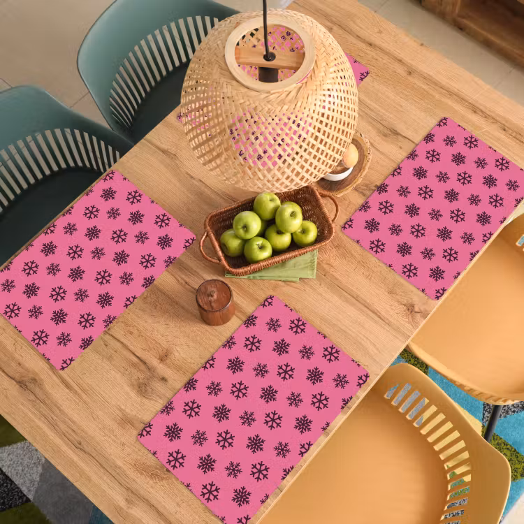 Placemat - 6 stuks - Sneeuwvlok - Paars - Roze - Kerst — 6