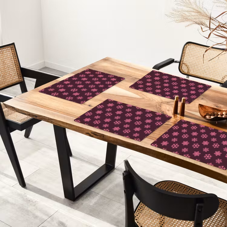 Placemat - 6 stuks - Sneeuwvlok - Roze - Paars - Kerst — 5