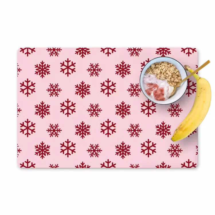 Placemat - 6 stuks - Sneeuwvlok - Roze - Rood - Kerst — 1