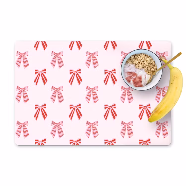 Placemat - 6 stuks - Strikken - Kerst - Roze - Rood — 1