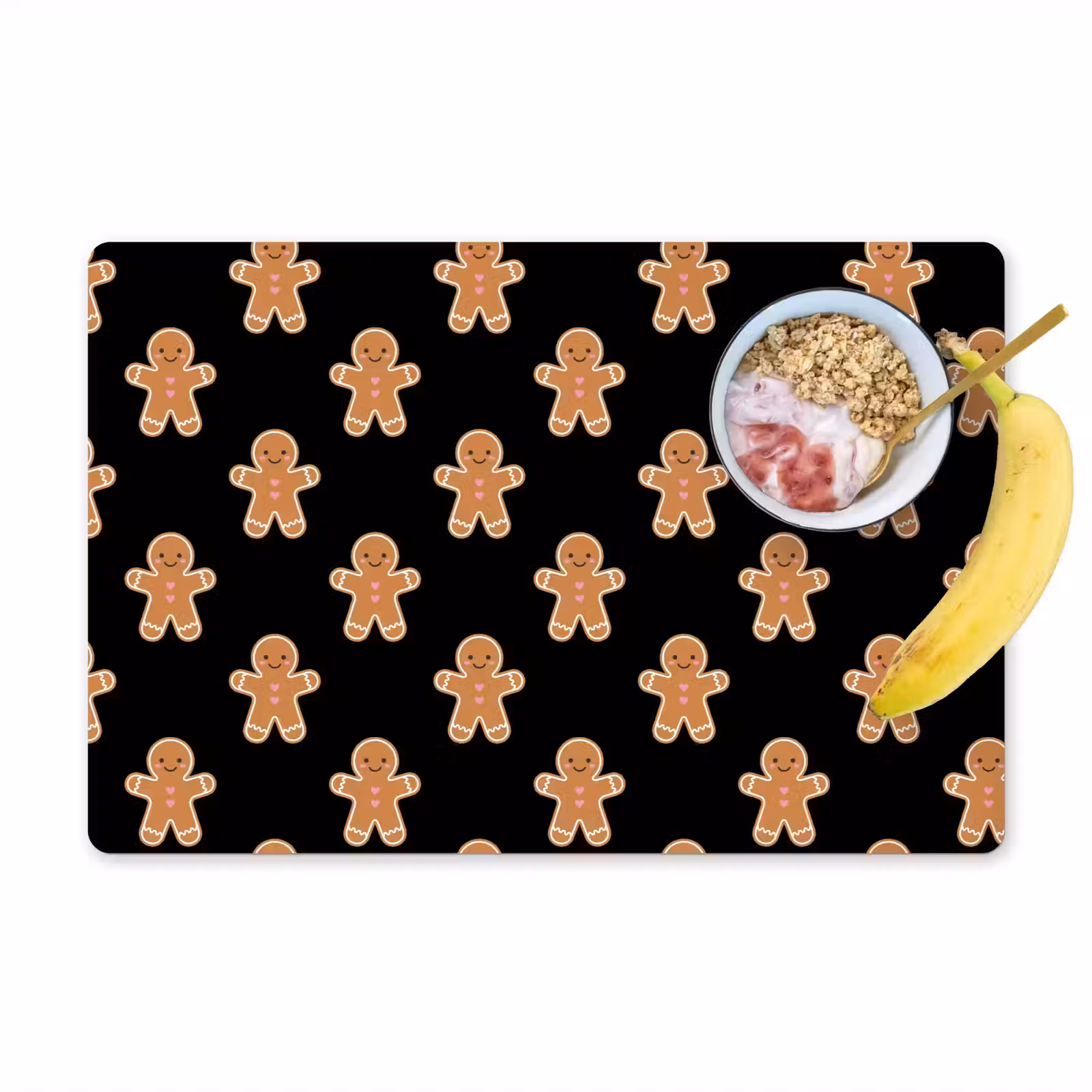 Placemat - 6 stuks - Peperkoek - Kerst - Zwart — 1