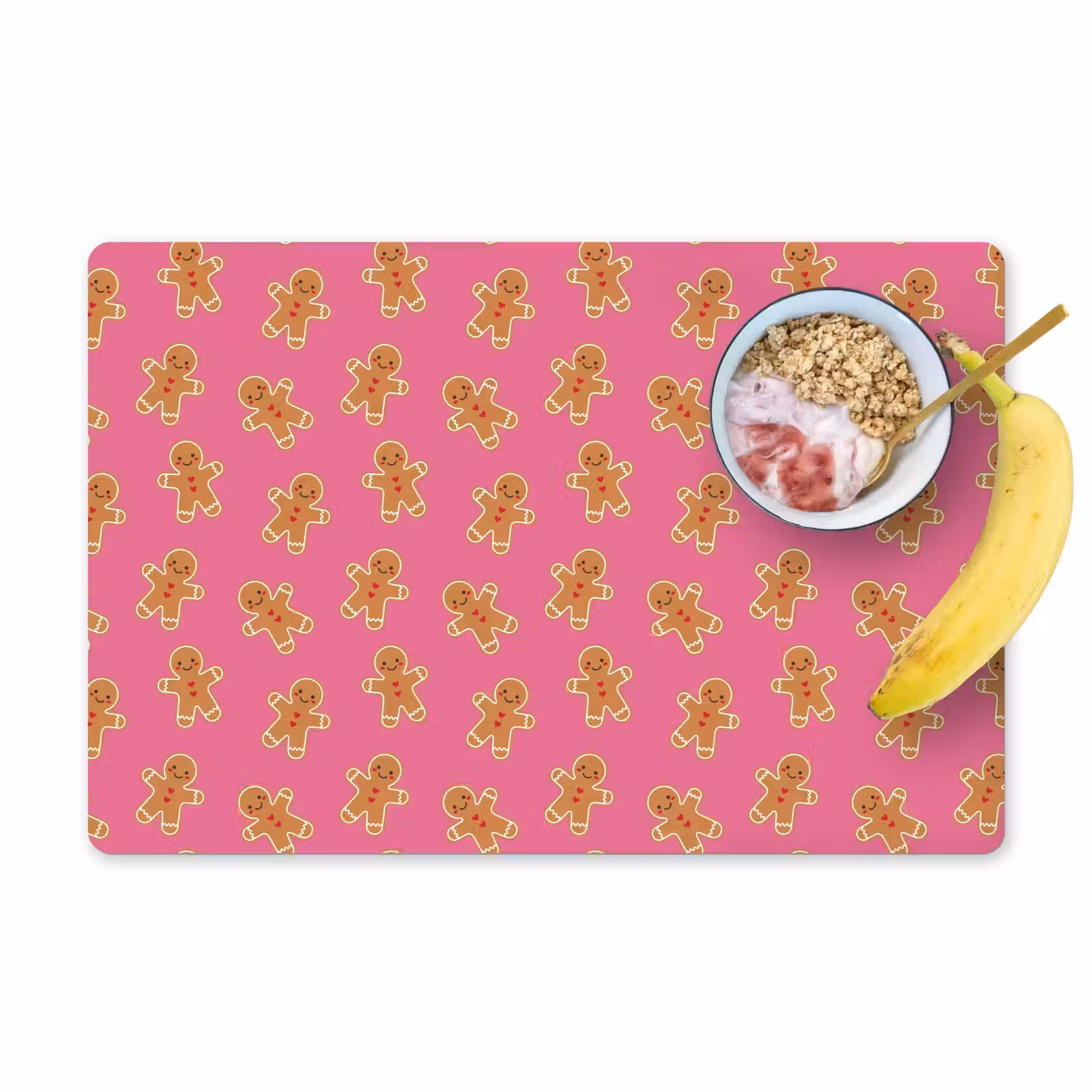 Placemat - 6 stuks - Peperkoek - Roze - Bruin - Kerst — 1