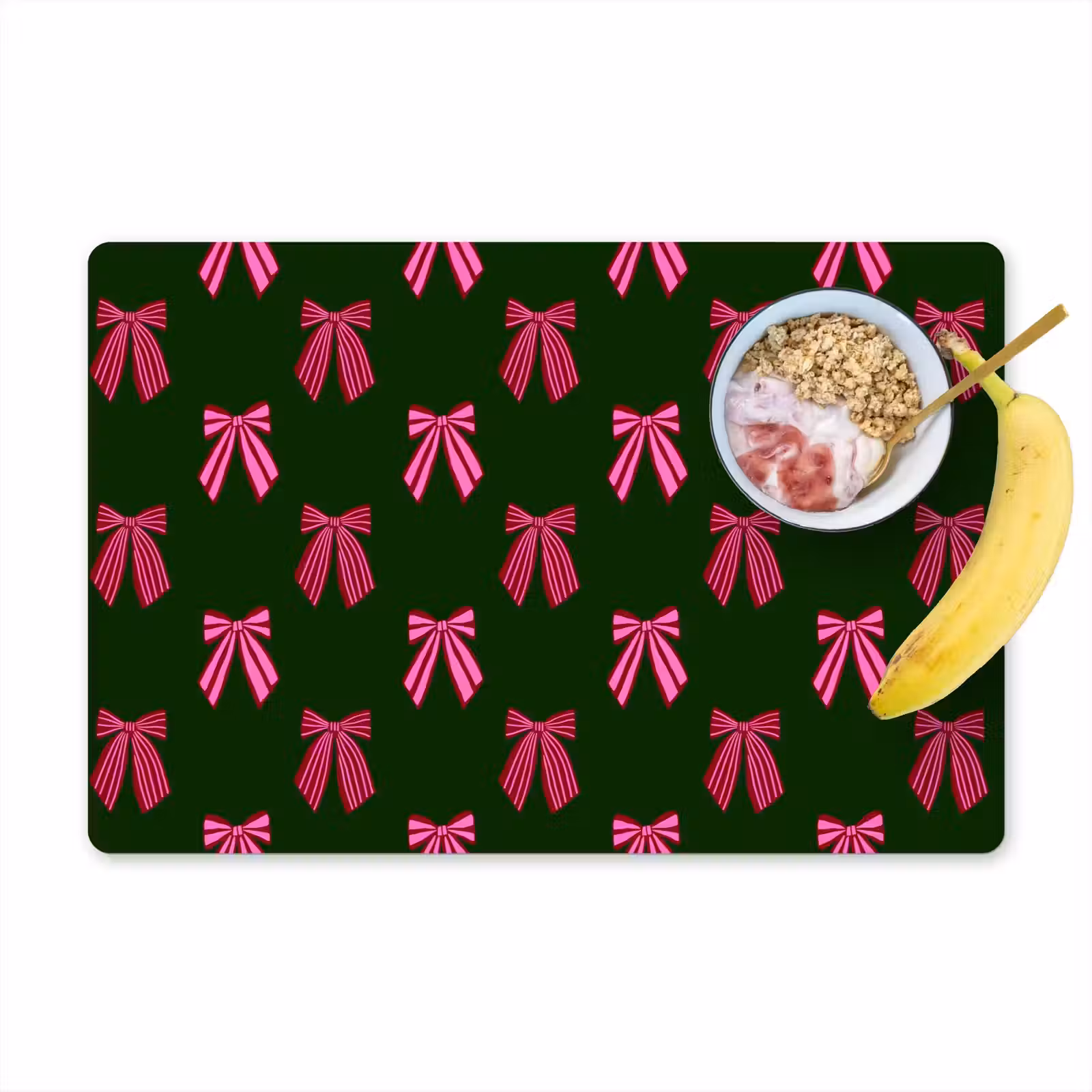 Placemat - 6 stuks - Strikken - Kerst - Roze - Groen — 1