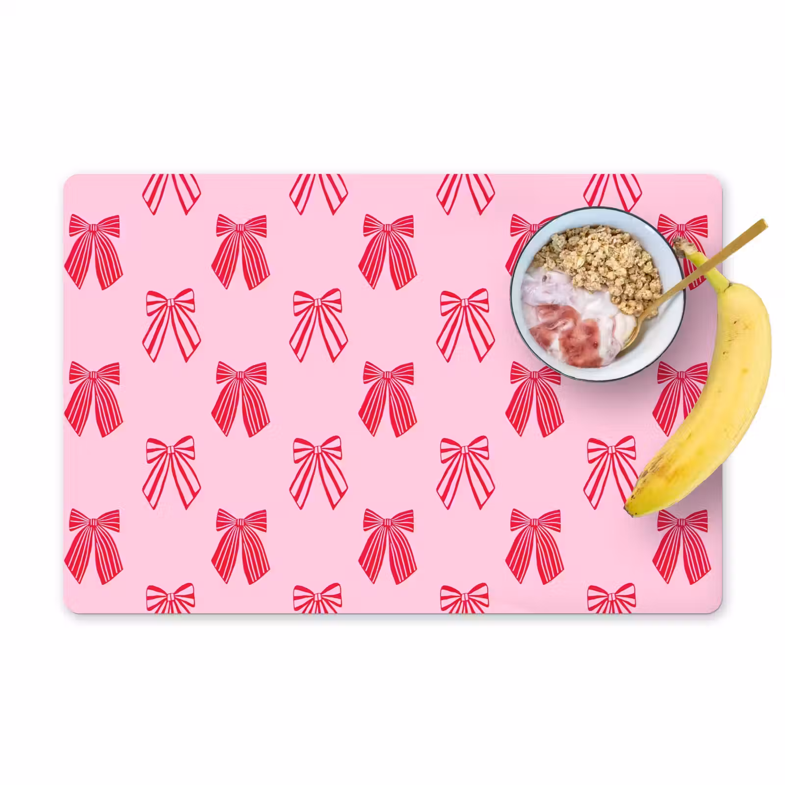 Placemat - 6 stuks - Strikken - Kerstmis - Roze - Rood — 1