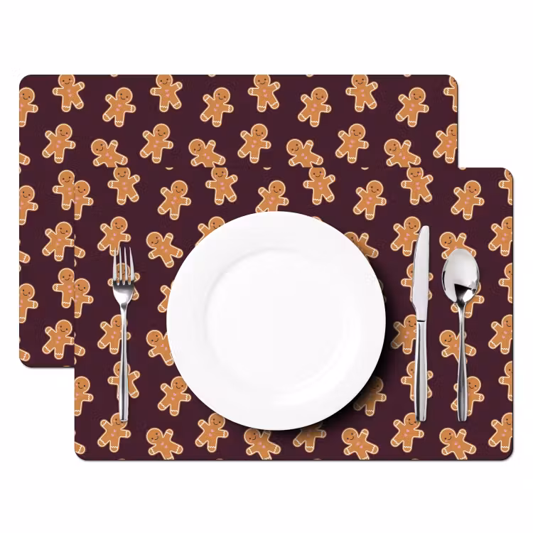 Placemat - 6 stuks - Burgudy - Peperkoek - Kerst — 2