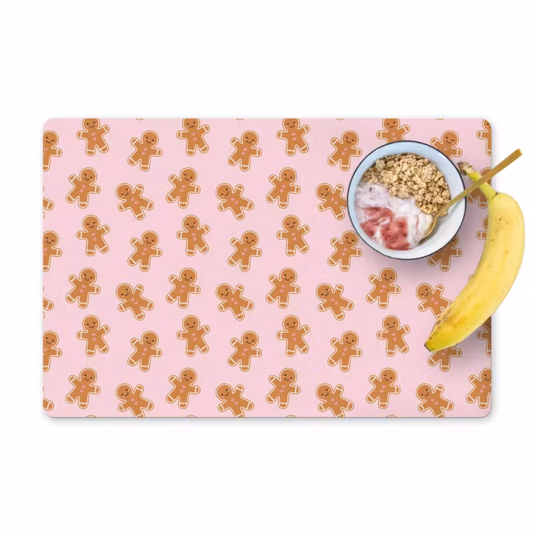 Placemat - 6 stuks - Peperkoek - Bruin - Roze - Kerst — 1