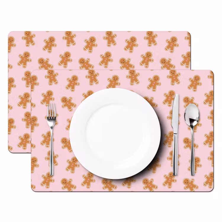 Placemat - 6 stuks - Peperkoek - Bruin - Roze - Kerst — 2