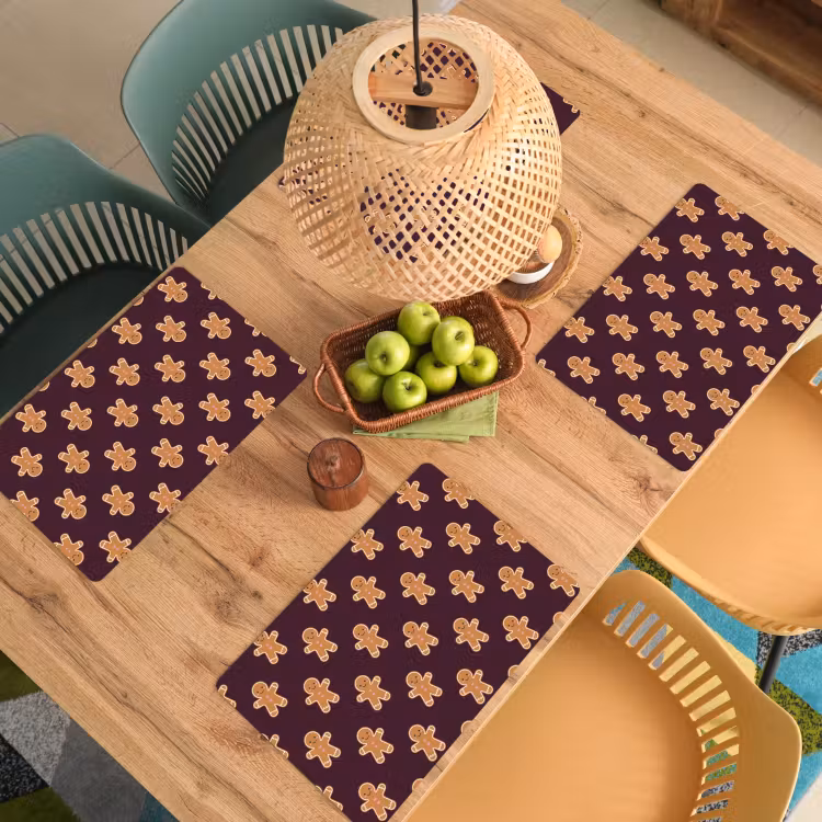 Placemat - 6 stuks - Peperkoek - Kerst - Burgundy — 6