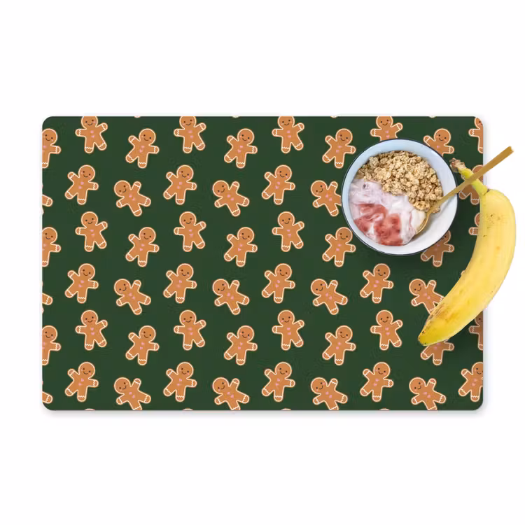 Placemat - 6 stuks - Peperkoek - Kerst - Groen - Bruin — 1