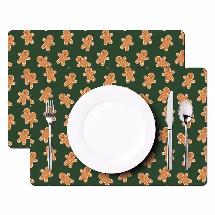 Placemat - 6 stuks - Peperkoek - Kerst - Groen - Bruin — 2