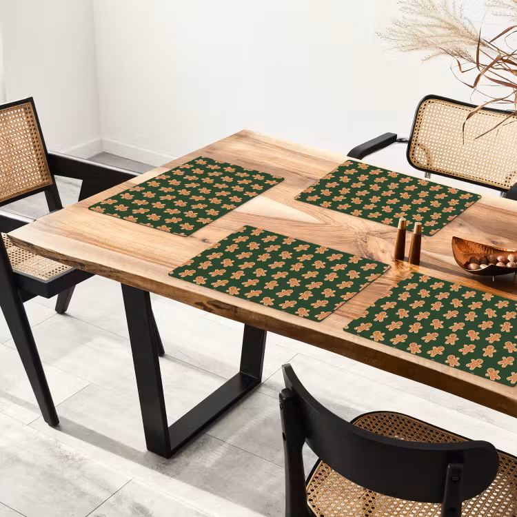 Placemat - 6 stuks - Peperkoek - Kerst - Groen - Bruin — 5