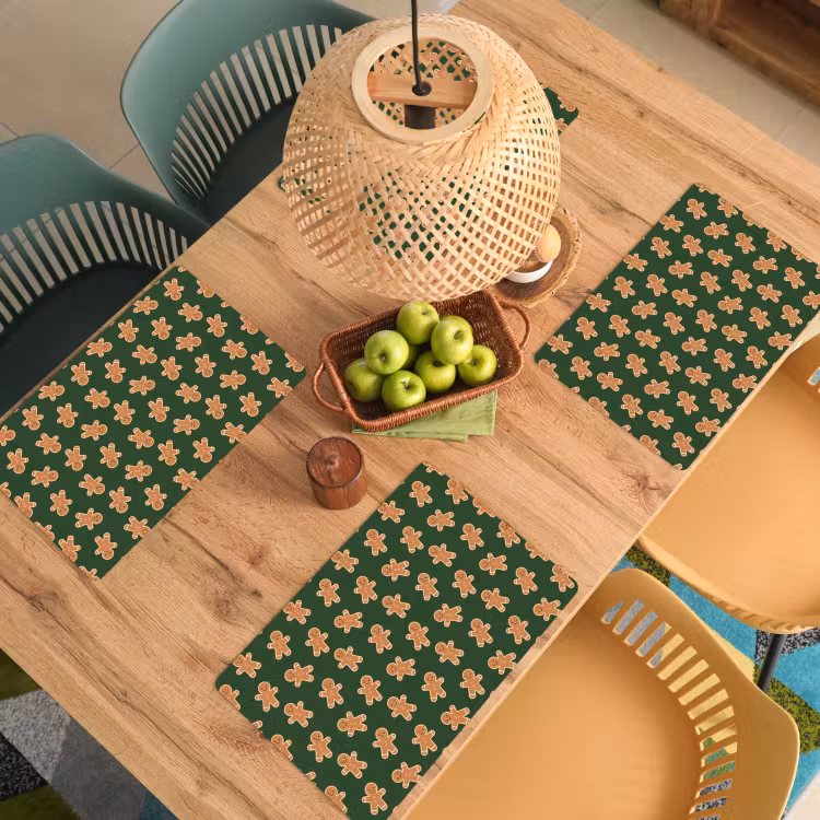Placemat - 6 stuks - Peperkoek - Kerst - Groen - Bruin — 6