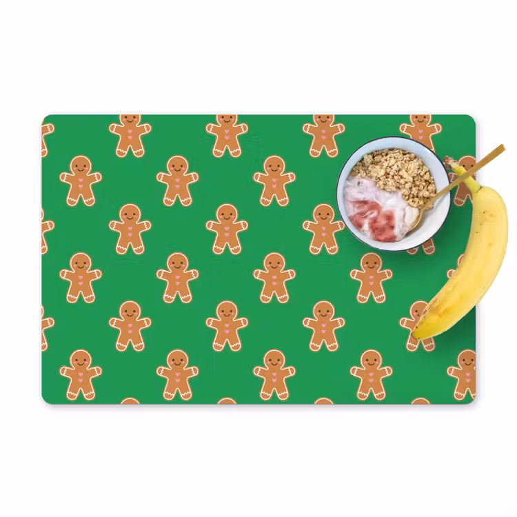 Placemat - 6 stuks - Peperkoek - Kerst - Neon - Groen — 1