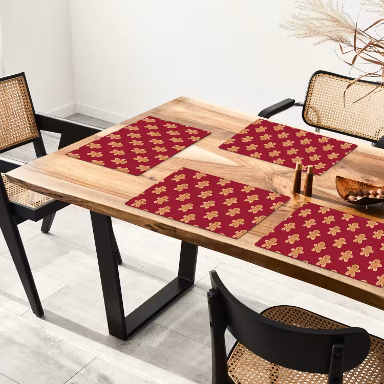 Placemat - 6 stuks - Peperkoek - Kerst - Rood — 5