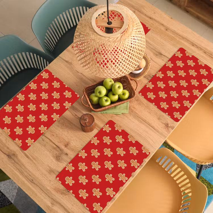 Placemat - 6 stuks - Peperkoek - Kerst - Rood — 6