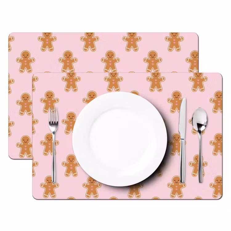 Placemat - 6 stuks - Peperkoek - Kerst - Roze — 2