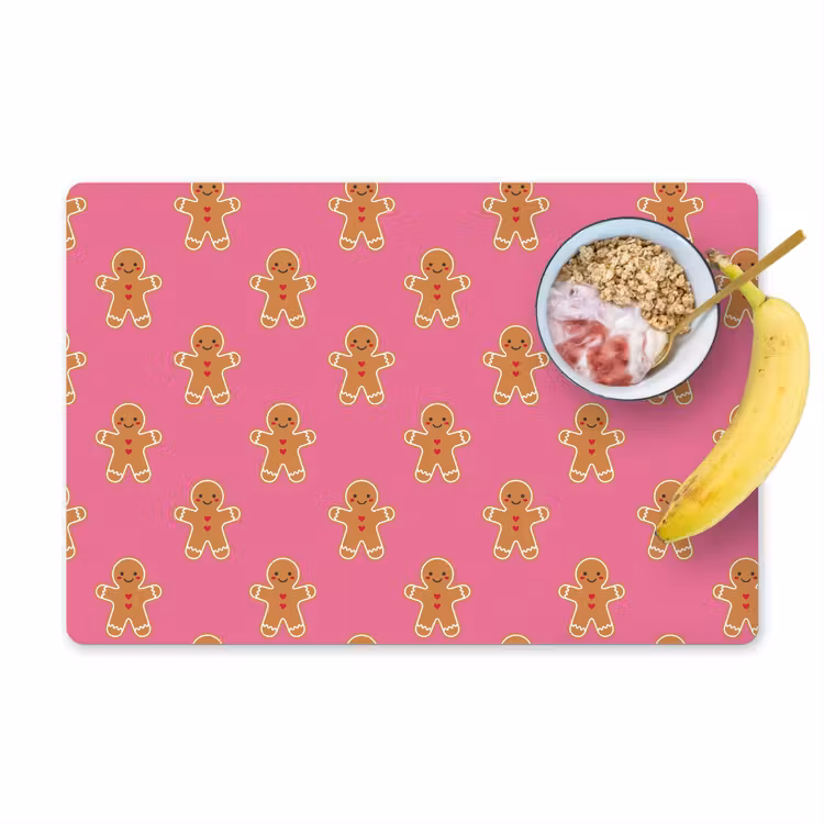 Placemat - 6 stuks - Peperkoek - Kerst - Roze - Bruin — 1