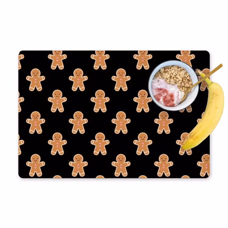 Placemat - 6 stuks - Peperkoek - Kerst - Zwart — 1