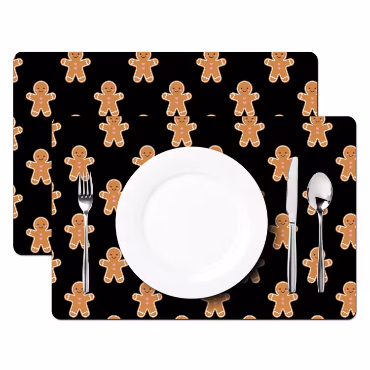 Placemat - 6 stuks - Peperkoek - Kerst - Zwart — 2