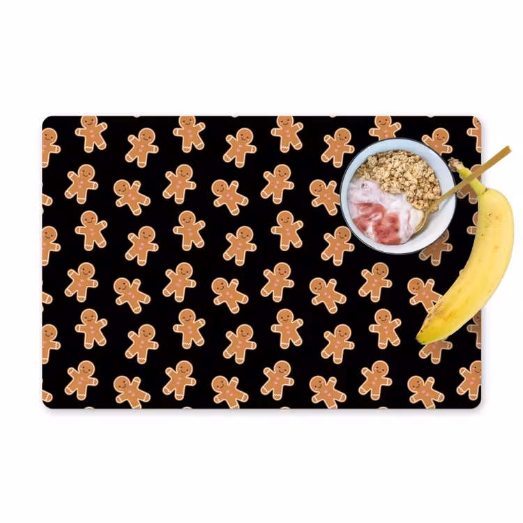 Placemat - 6 stuks - Peperkoek - Kerst - Zwart - Bruin — 1