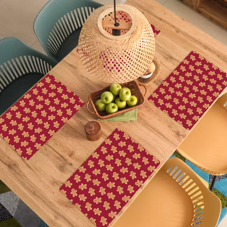 Placemat - 6 stuks - Peperkoek - Rood - Bruin - Kerst — 6