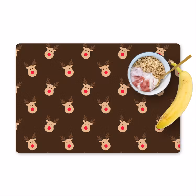 Placemat - 6 stuks - Rendieren - Kerst - Bruin — 1