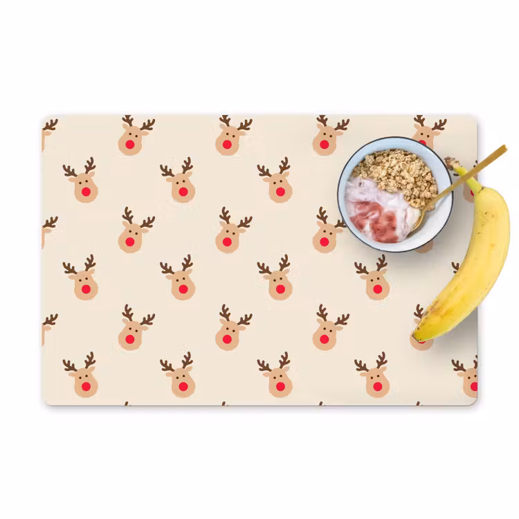 Placemat - 6 stuks - Rendieren - Kerst - Crème — 1