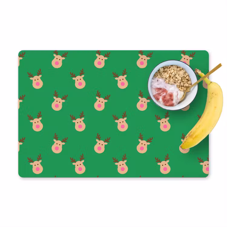 Placemat - 6 stuks - Rendieren - Kerst - Neon - Groen — 1