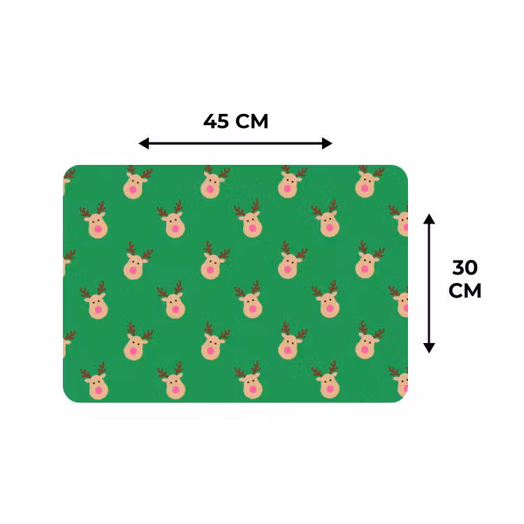 Placemat - 6 stuks - Rendieren - Kerst - Neon - Groen — 3