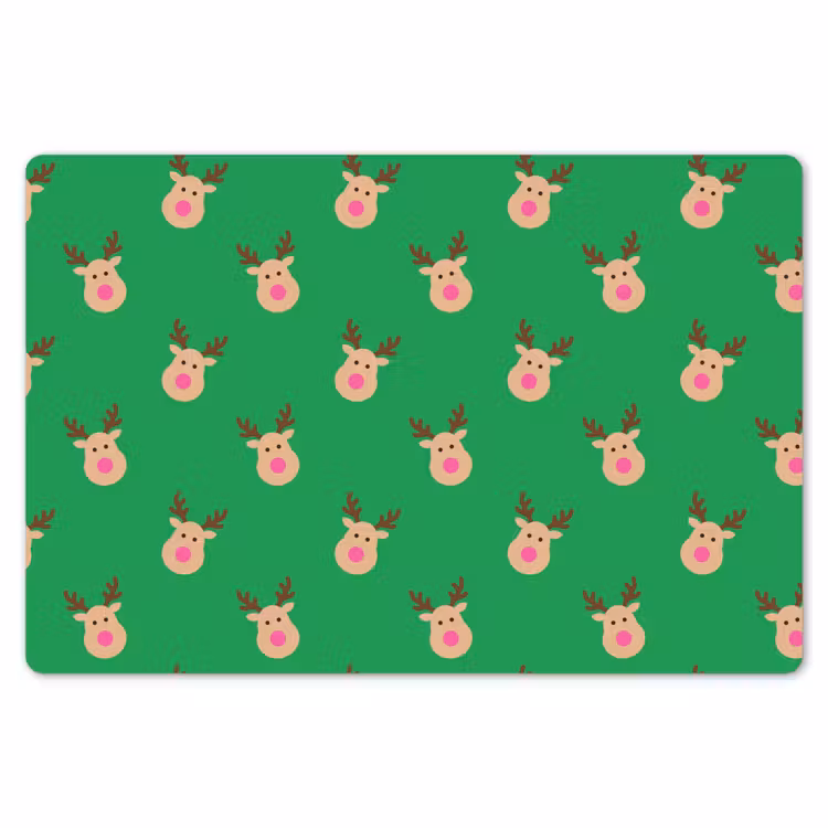 Placemat - 6 stuks - Rendieren - Kerst - Neon - Groen — 7