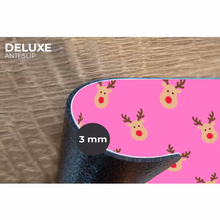 Placemat - 6 stuks - Rendieren - Kerst - Neon - Roze — 4