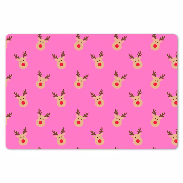 Placemat - 6 stuks - Rendieren - Kerst - Neon - Roze — 7