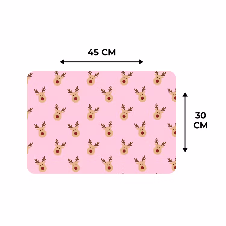 Placemat - 6 stuks - Rendieren - Kerst - Roze — 3