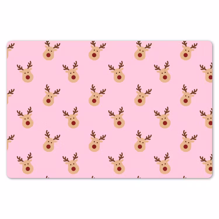 Placemat - 6 stuks - Rendieren - Kerst - Roze — 7