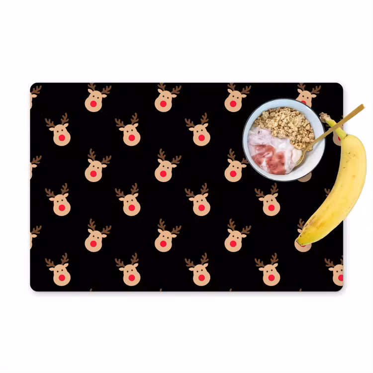 Placemat - 6 stuks - Rendieren - Kerst - Zwart — 1
