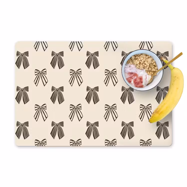 Placemat - 6 stuks - Strikken - Kerst - Crème - Zwart — 1