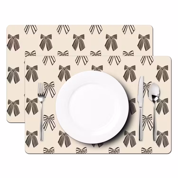 Placemat - 6 stuks - Strikken - Kerst - Crème - Zwart — 2